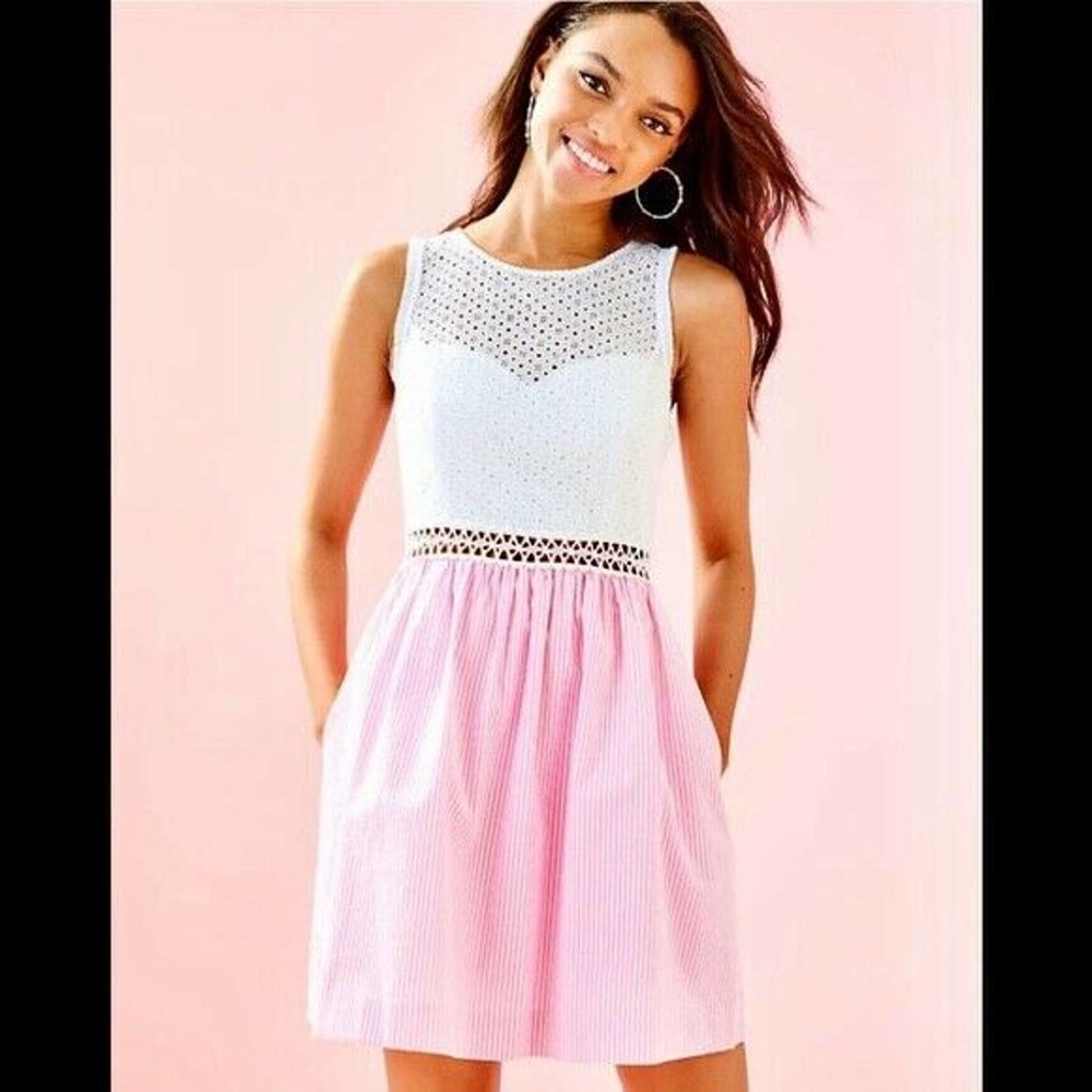 NWT Lilly Pulitzer Women's Alivia Eylet & Seersucker Dress Size 0